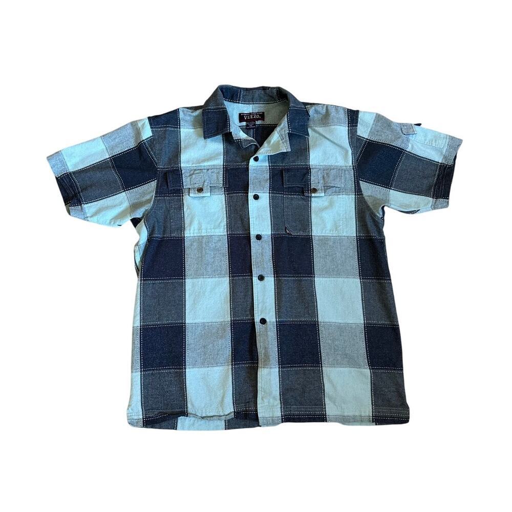 Authentic Veezo Y2K Canvas Utility Short Sleeve Button Down Shirt, Men's 2XL